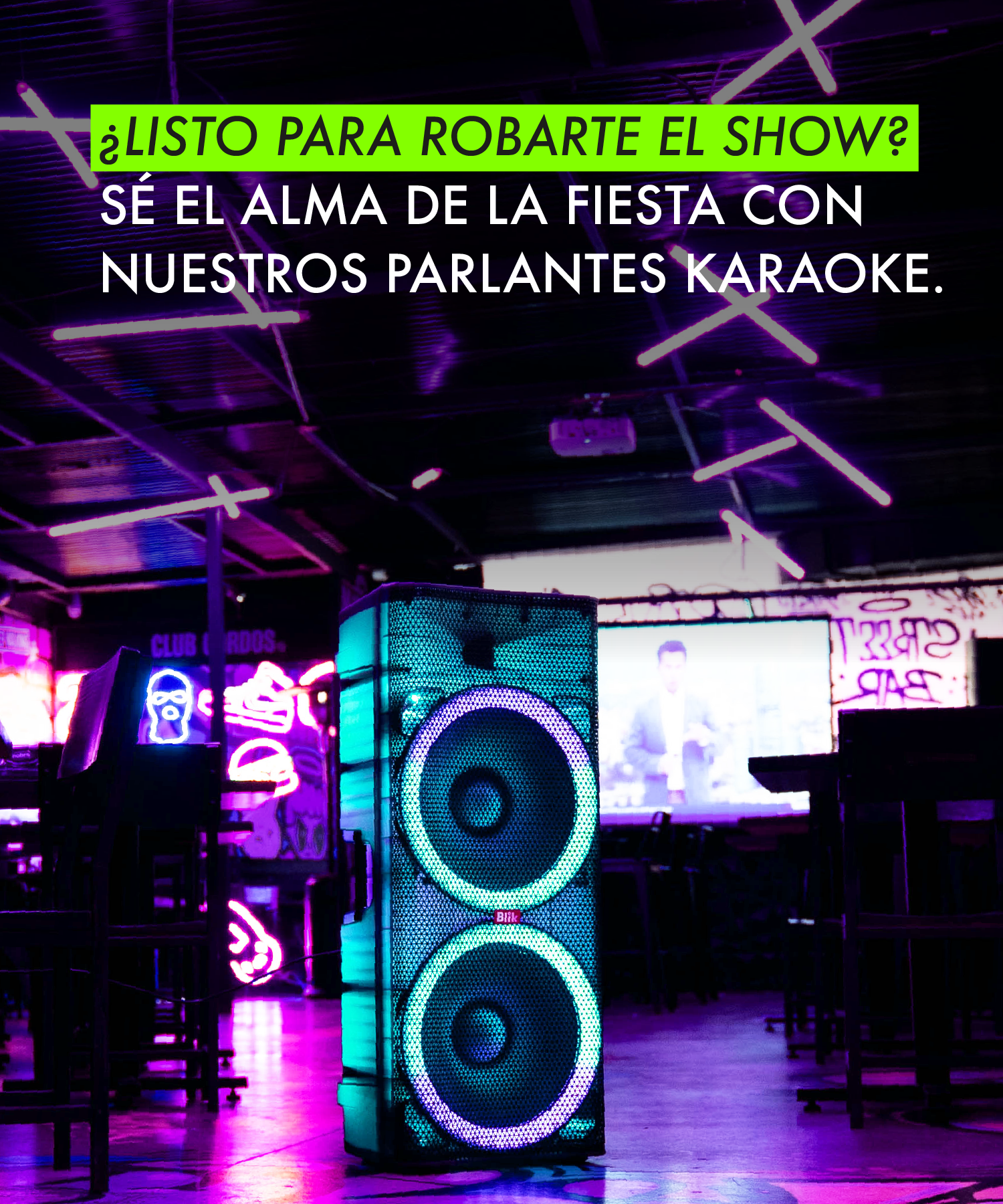 Parlantes karaoke Blik con micrófono, luces y sonido potente. Arma la fiesta donde quieras. Compra online en Blikstore.com con envío a Chile.