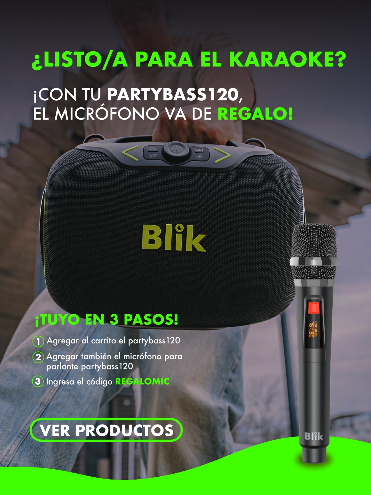 ¡Llévate el PartyBass120 y recibe un micrófono inalámbrico gratis!