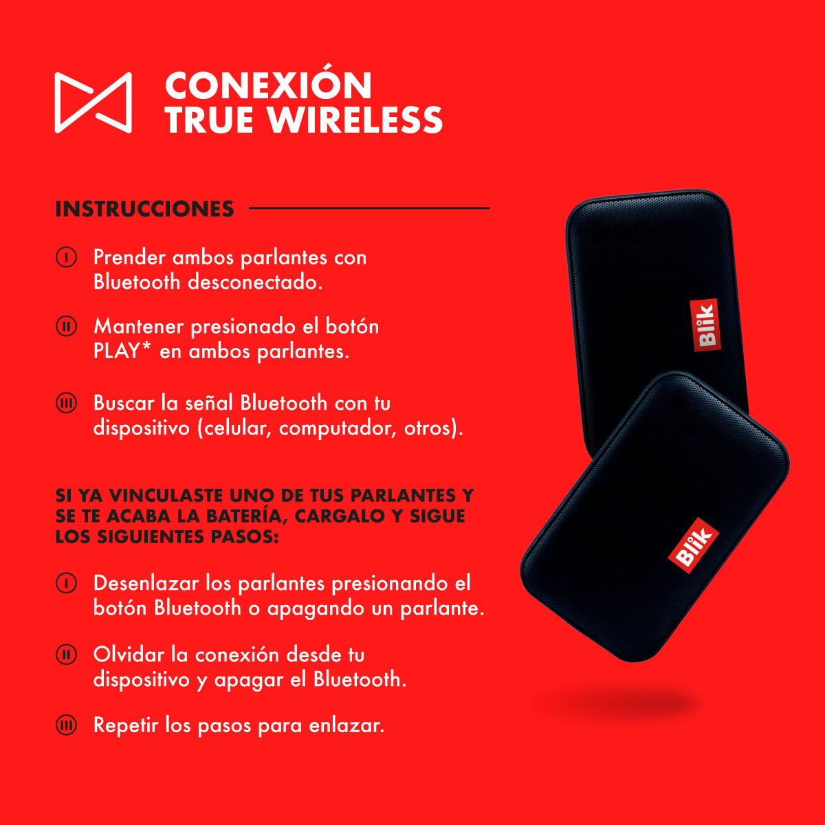 Parlante Bluetooth Blik VIBE Negro IPX7
