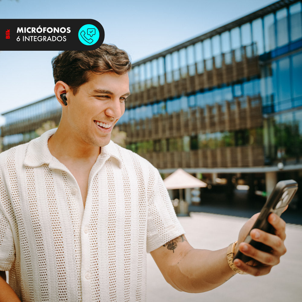Audifonos Bluetooth Blik Air1000 Cancelación de ruido Adaptativa 25 hrs