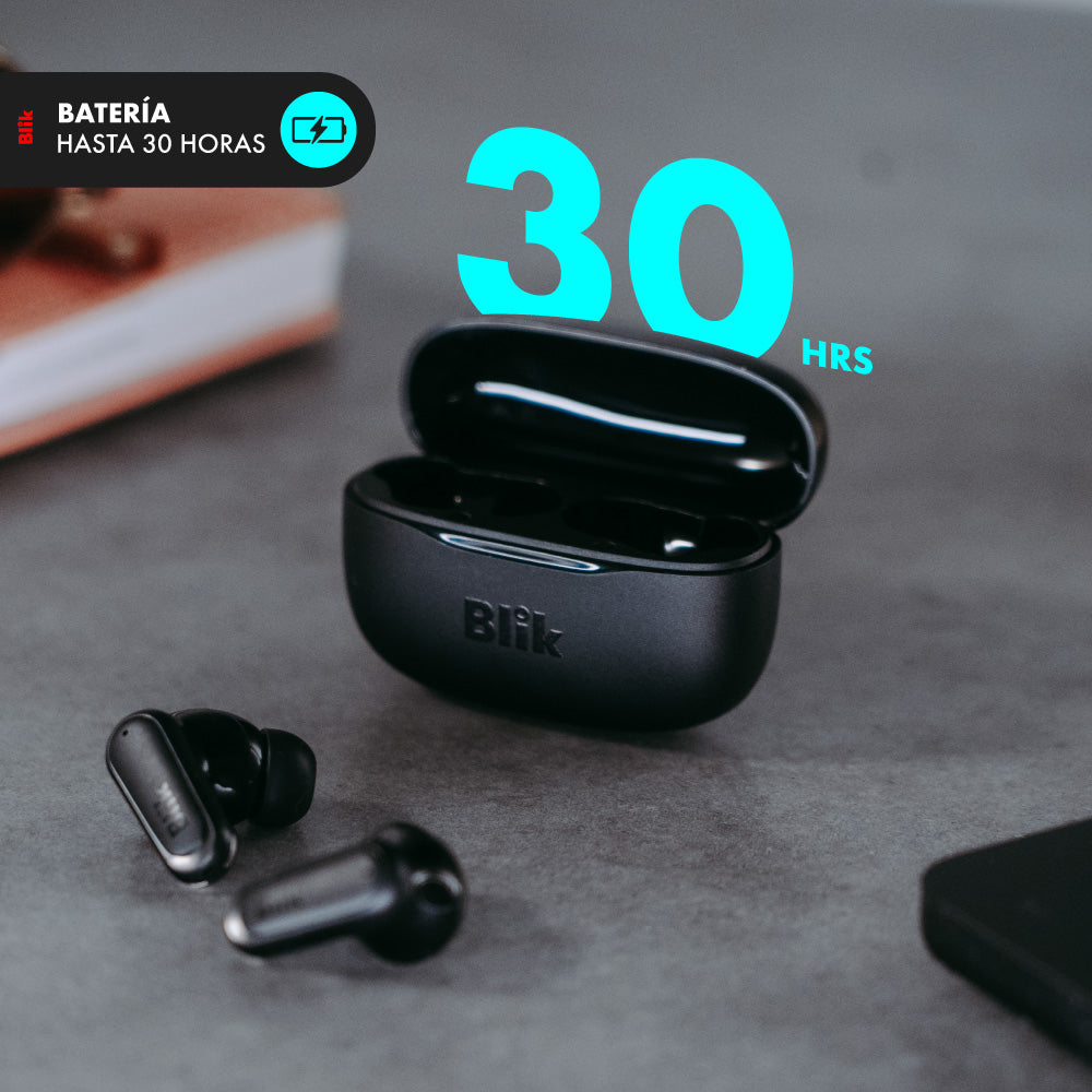 Audifonos Bluetooth Inalámbricos Blik Air500 Negros Bateria 30 hrs