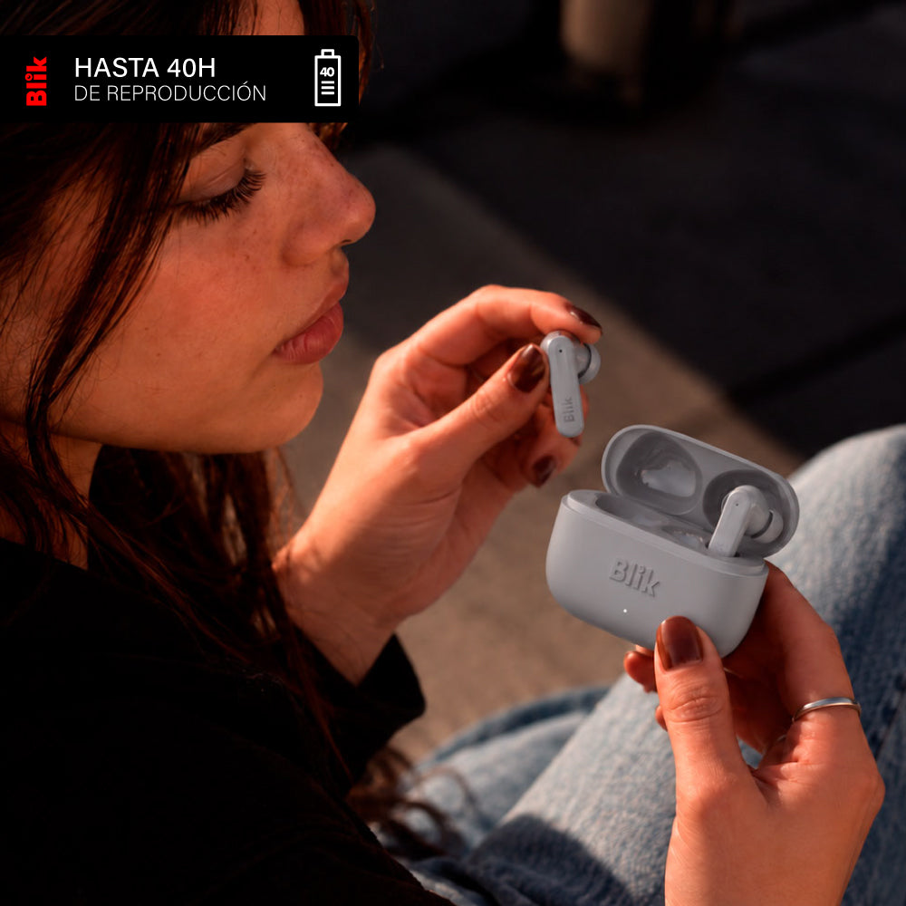 Audífonos Bluetooth Inalámbricos Blik Air700 40H Gris HASTA 40 HORAS DE REPRODUCCION