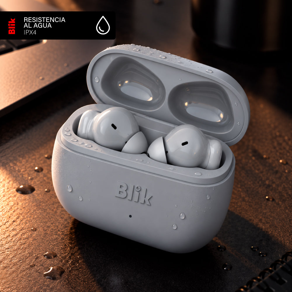 Audífonos Bluetooth Inalámbricos Blik Air700 40H Gris RESISTENCIA AL AGUA IPX4