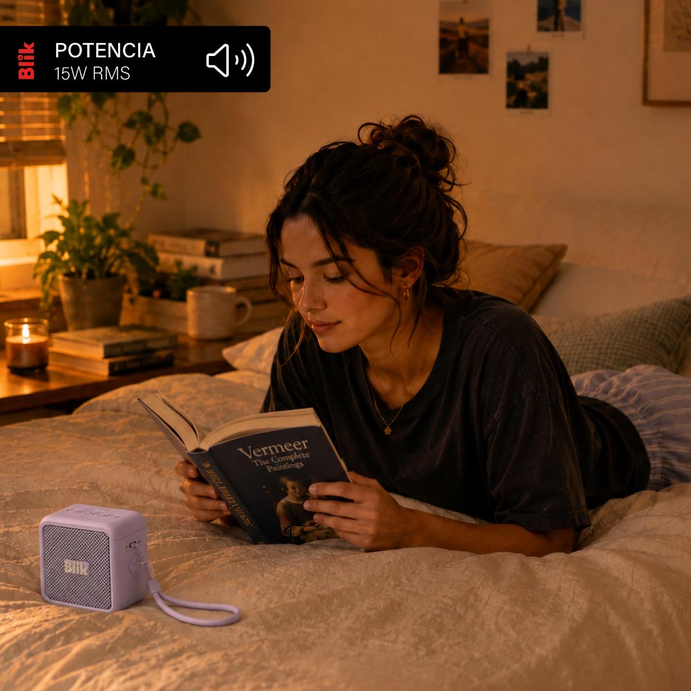Parlante Bluetooth Blik BassGo 15W IPX6 19H TWS Lila