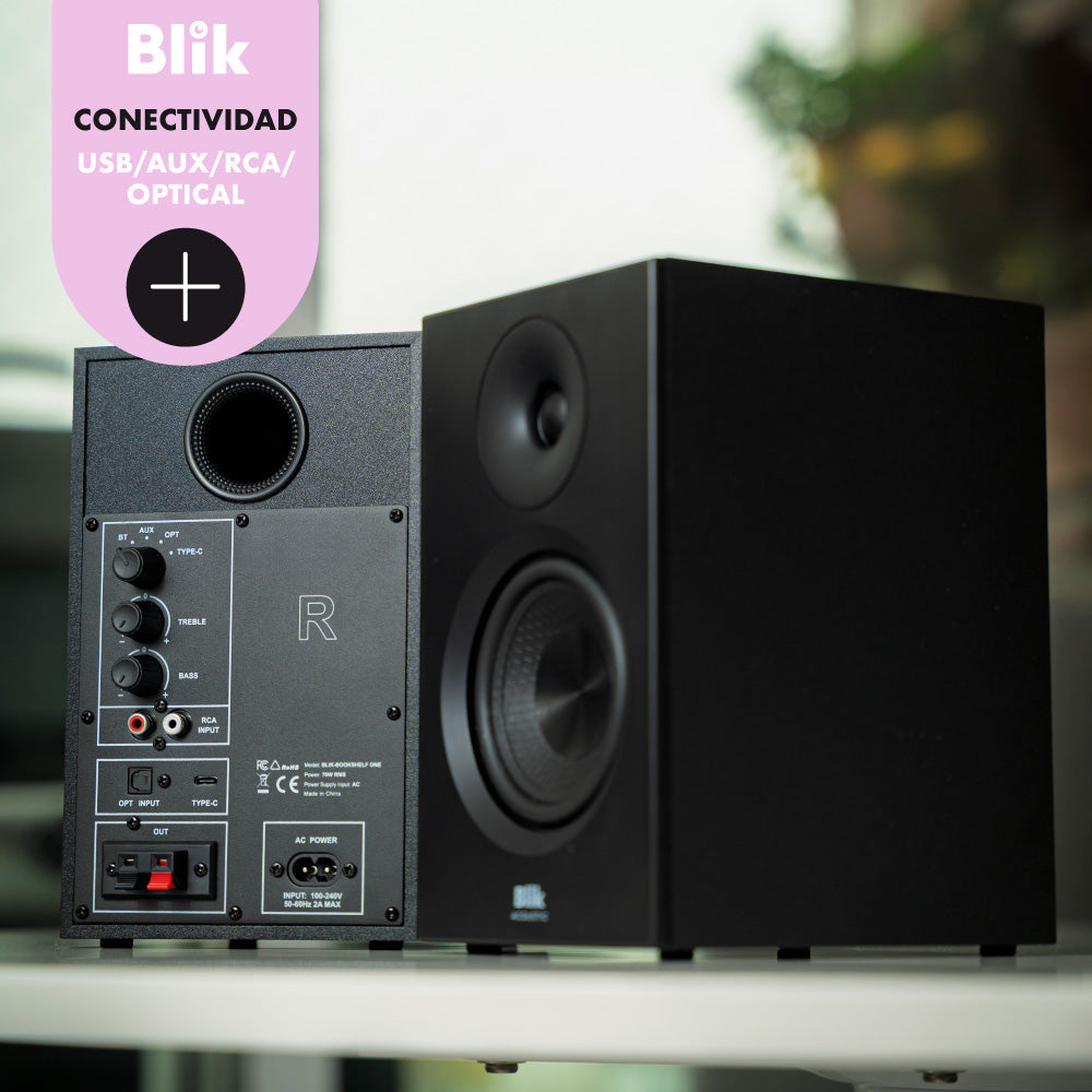 Par Parlantes Hi-Fi Bluetooth Blik Bookshelfone múltiples conexiones