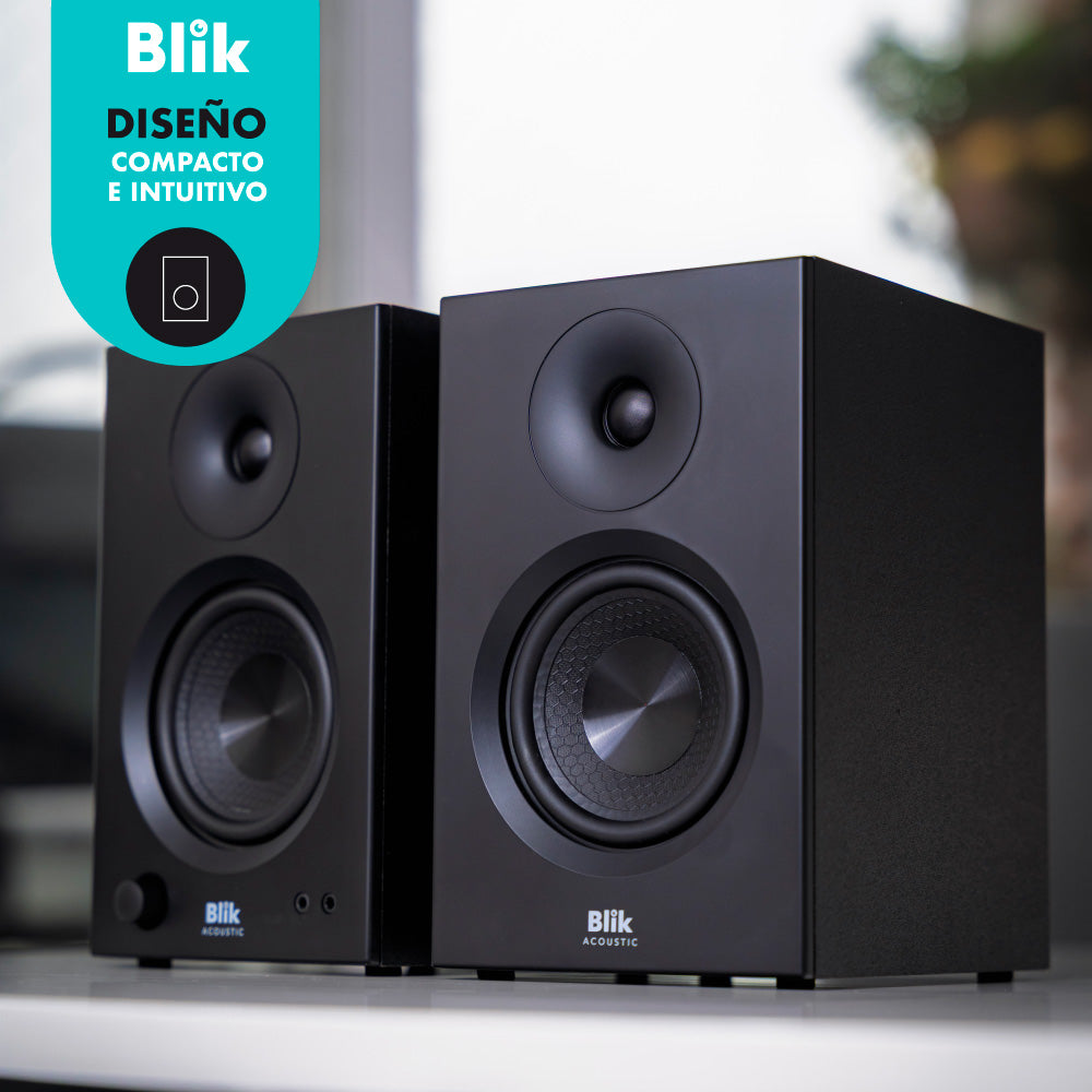 Par Parlantes Hi-Fi Bluetooth Blik Bookshelfone diseño compacto
