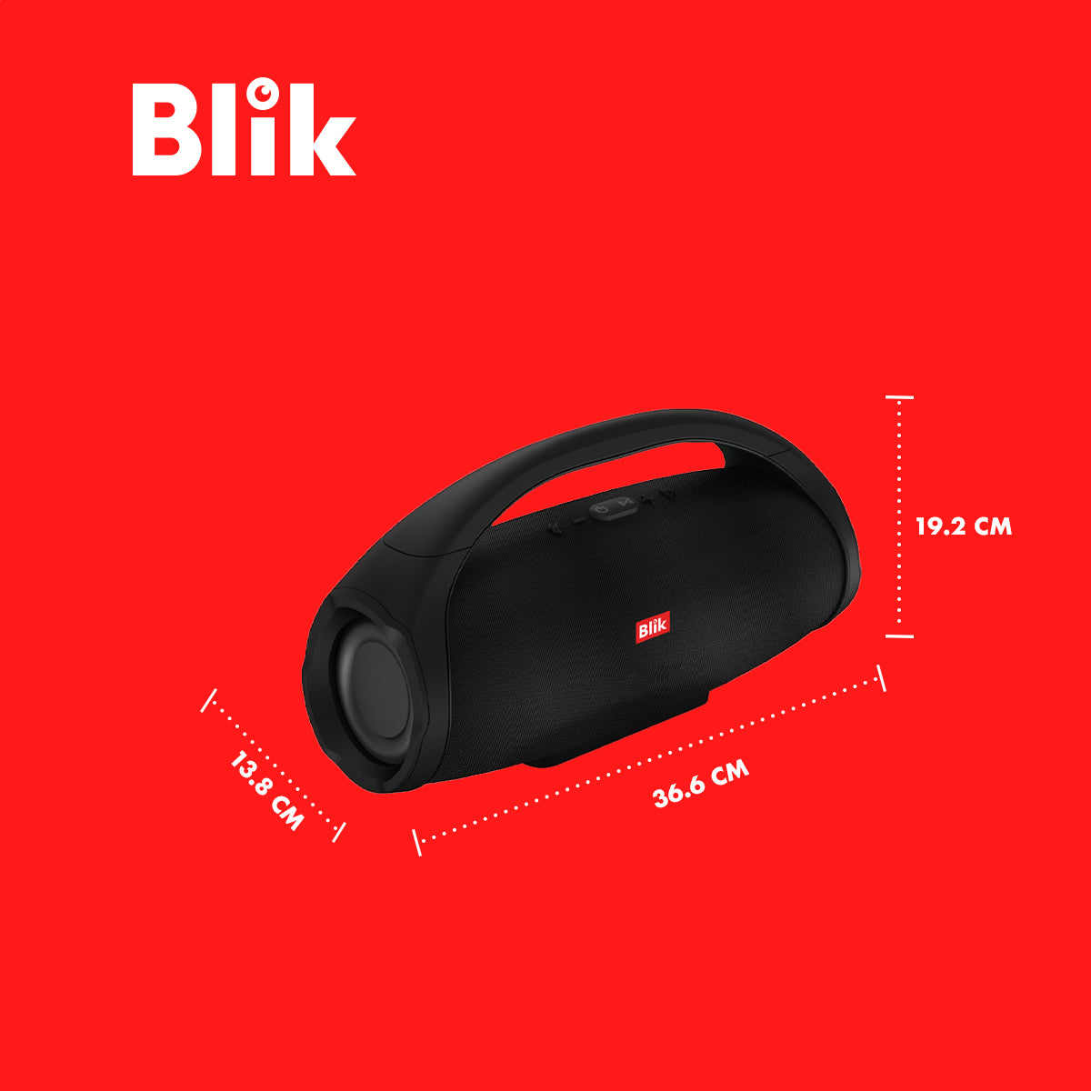 Parlante Bluetooth Portátil Blik Booster2 medidas