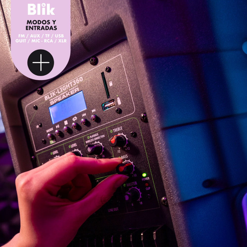 Parlante Bluetooth Karaoke Blik Light360 multiples entradas