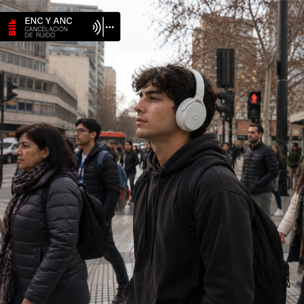 Audífonos Bluetooth Blik Neo Cancelación De Ruido 60H Crema