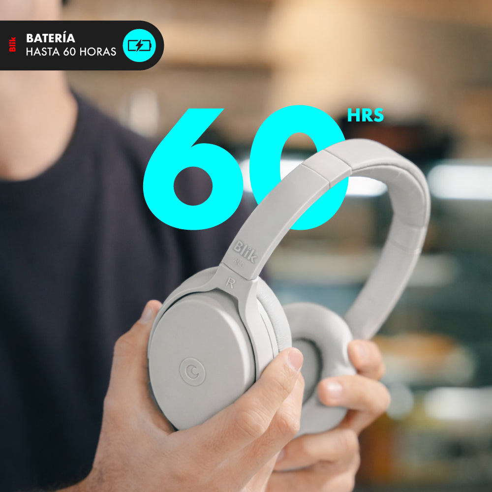 Audífonos Bluetooth Blik Neo Cancelación De Ruido bateria 60H Gris