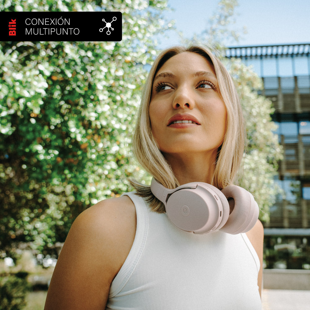 Audífonos Bluetooth Blik Neo Cancelación De Ruido 60H Rosa