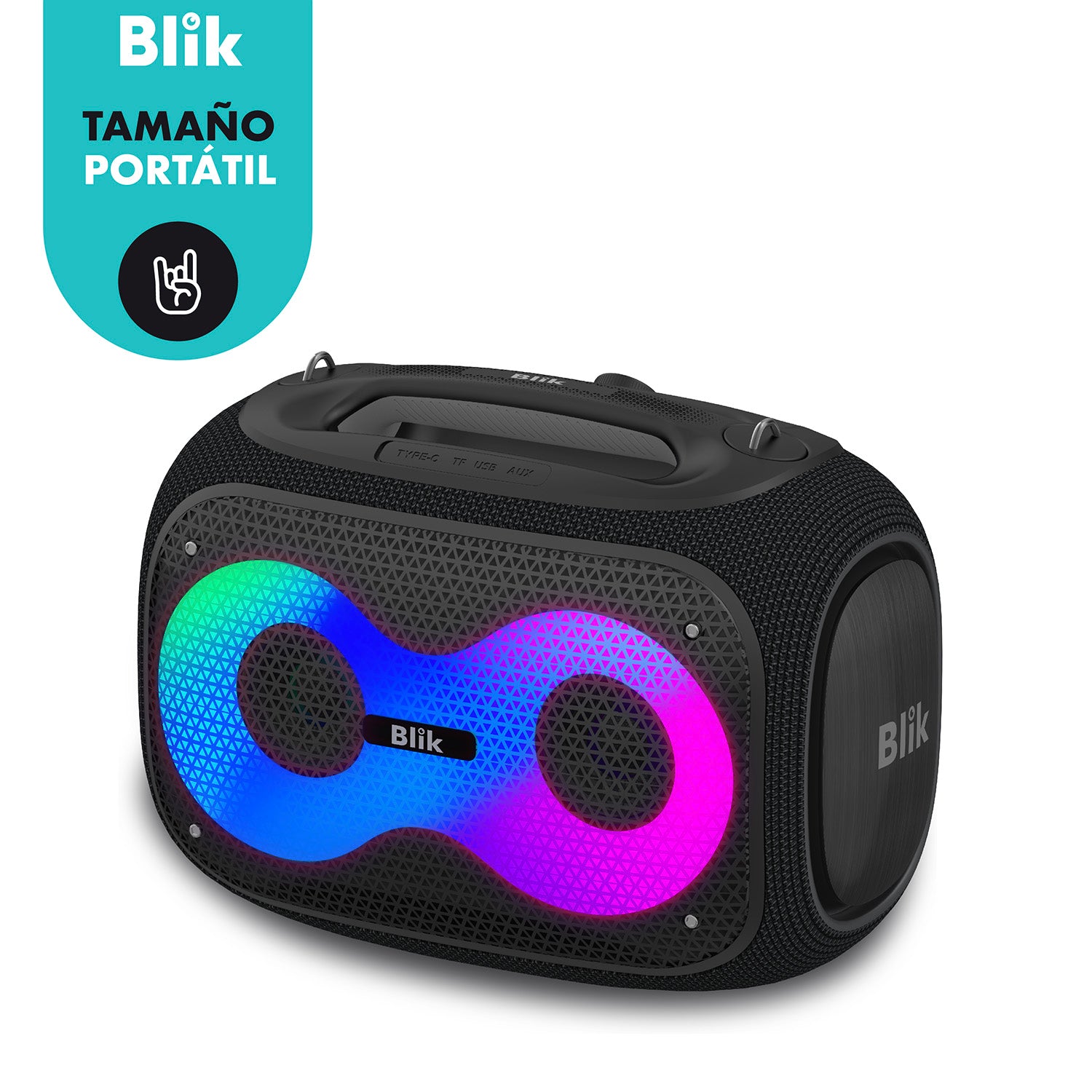Parlante Bluetooth Portátil Blik Partybass120 Negro 120W IPX6 - Blik