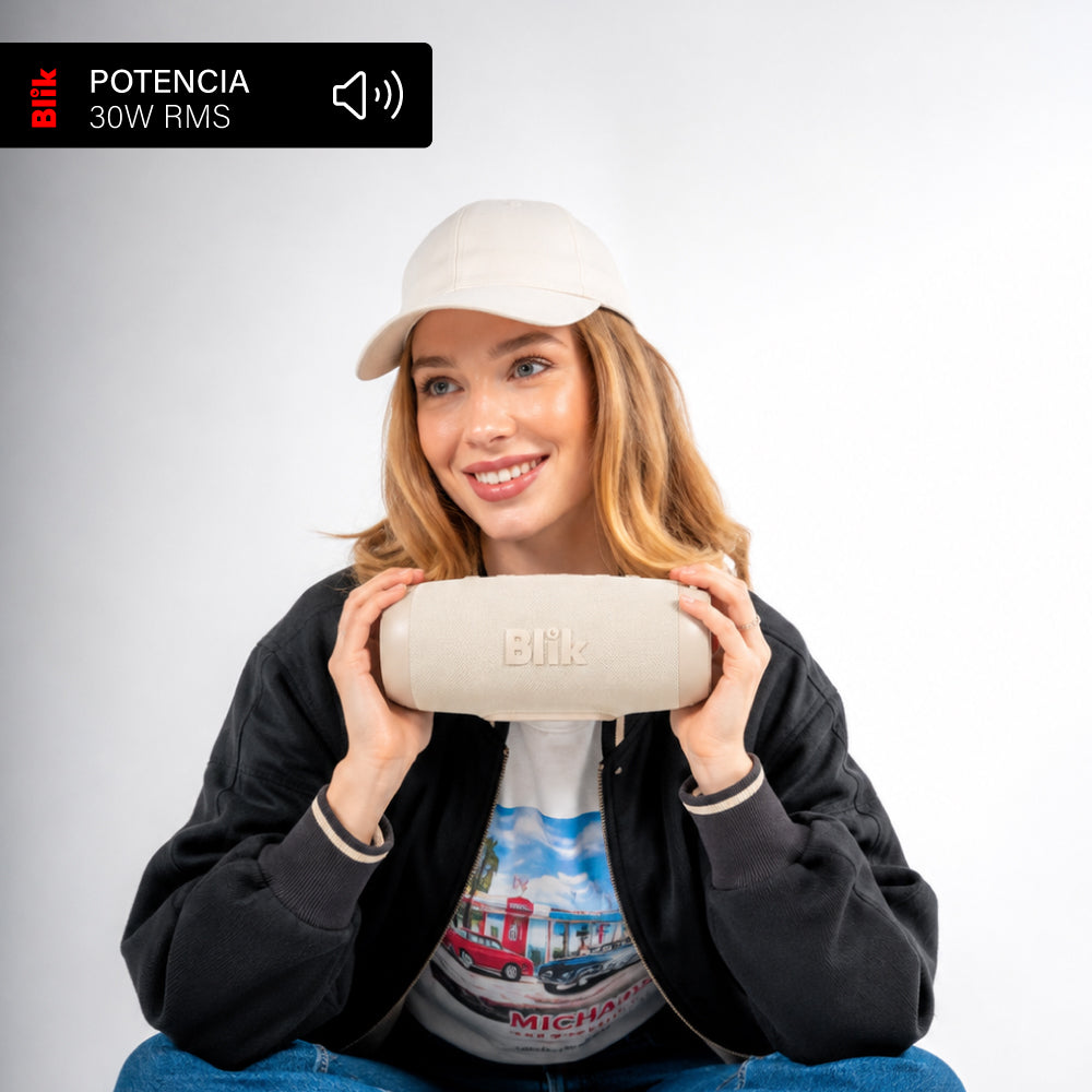 Parlante Bluetooth Portátil Blik Powerbass30 30W Crema