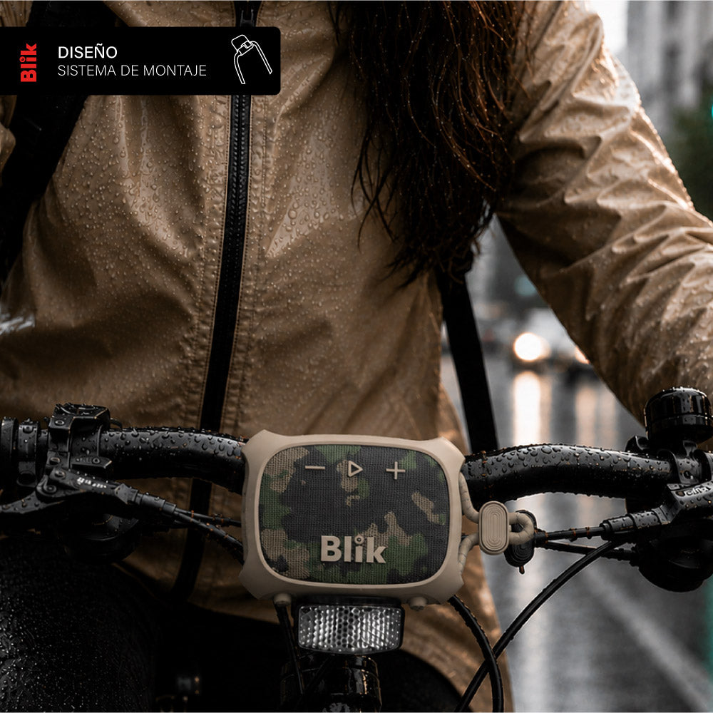 Parlante Bluetooth Blik Rider militar con sistema de montaje