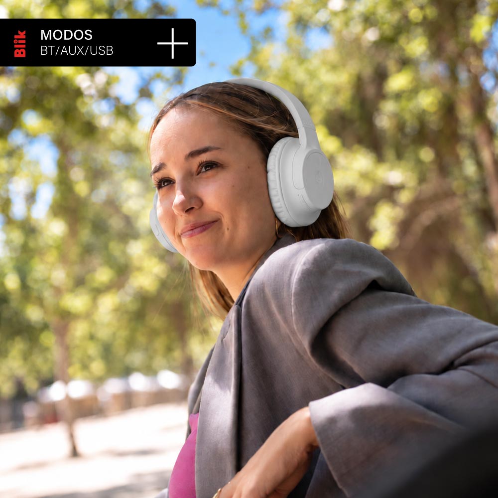 Audifonos Bluetooth Inalambricos Blik Soul250 Gris 20 Hrs modos de reproduccion bluetooth auxiliar y usb