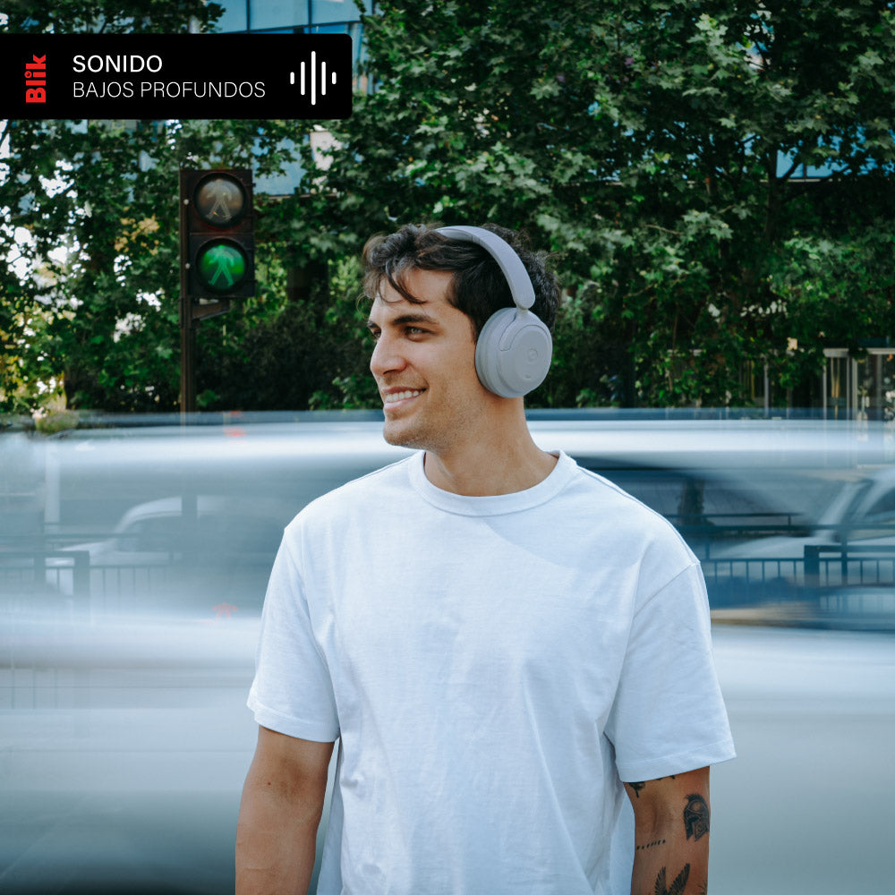 Audifonos Bluetooth Blik Soul900 Gris Cancelación De Ruido 60H