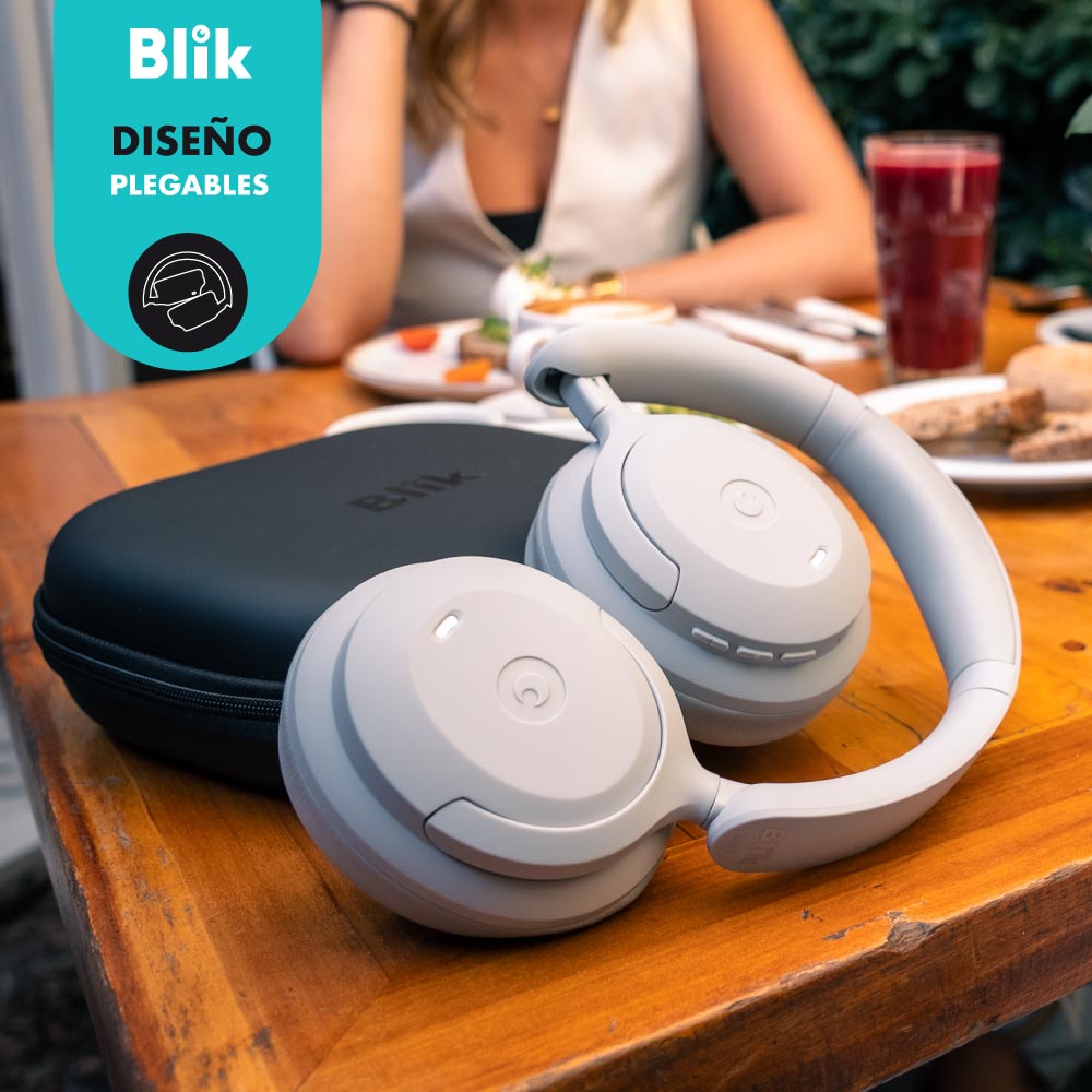 Audifonos Bluetooth Blik Soul900 Gris Cancelación De Ruido diseño plegable