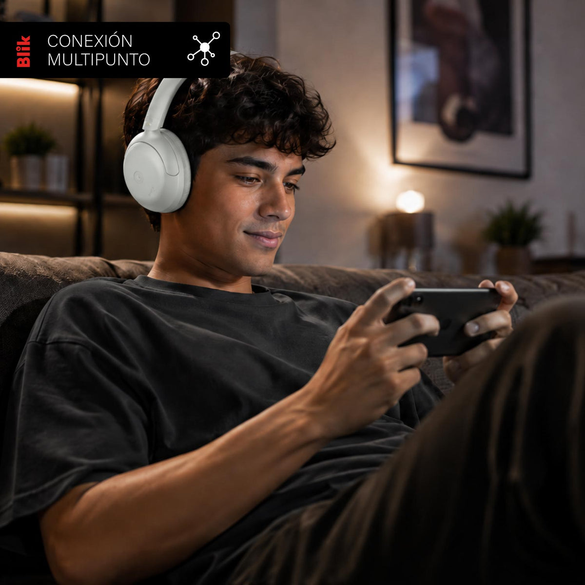 Audífonos Bluetooth Blik Soul950 ANC 70H Multipunto Gris CONEXION MULTIPUNTO
