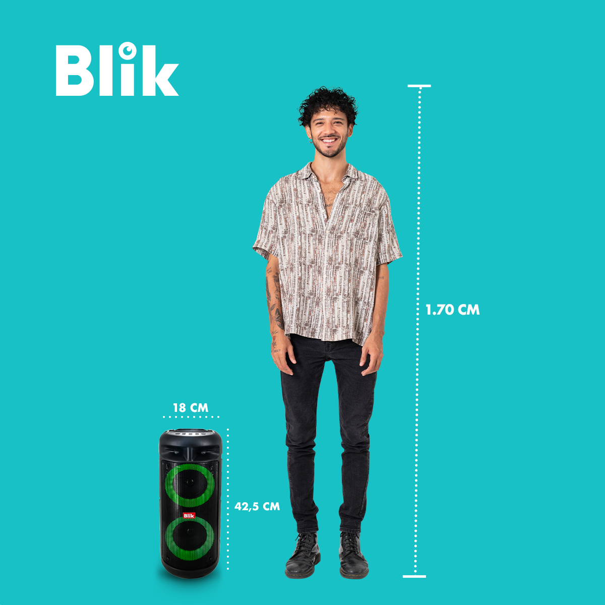 Parlante Bluetooth Karaoke Con Microfono Blik Upsound3 tamaño