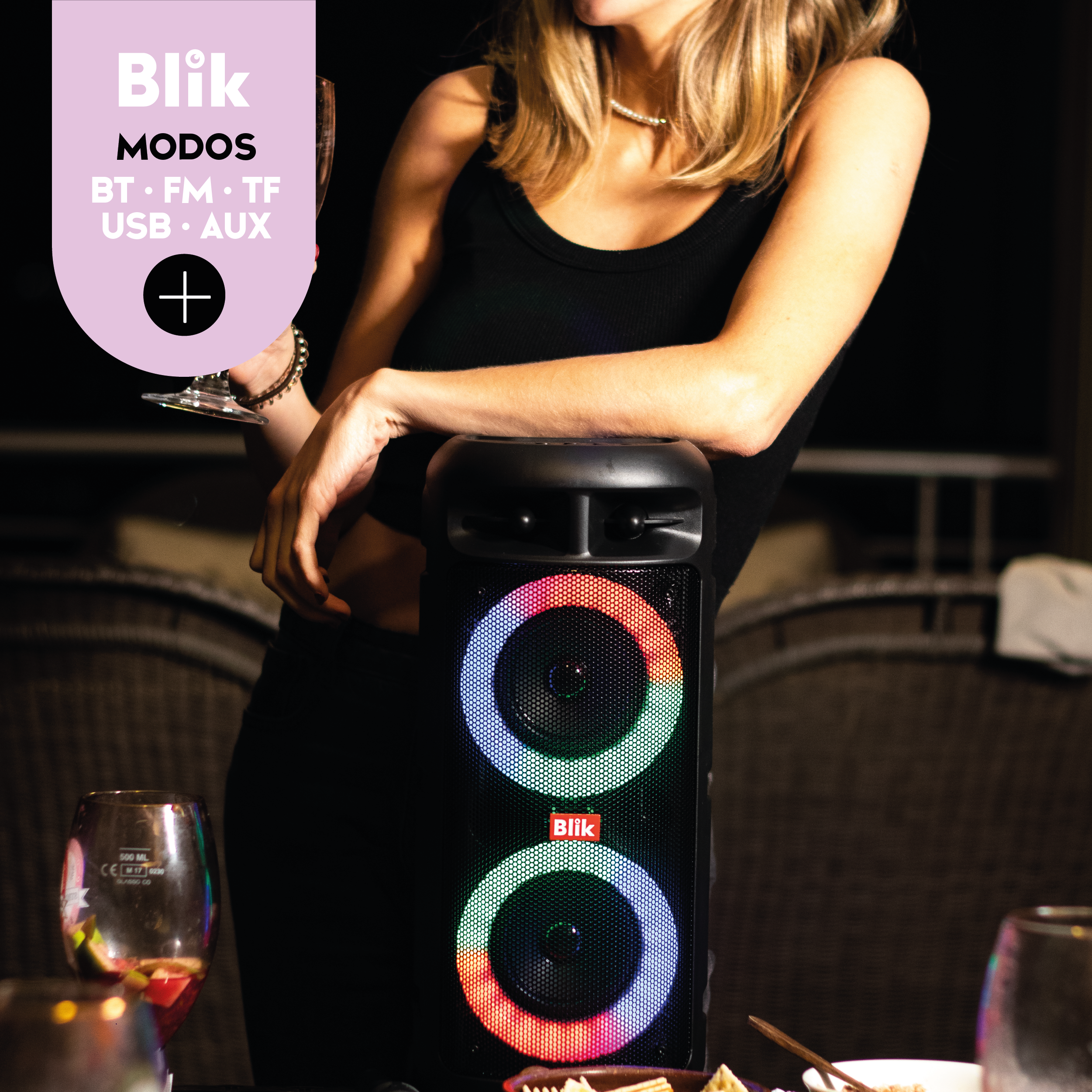 Parlante Bluetooth Karaoke Con Microfono Blik Upsound3 modos reproduccion