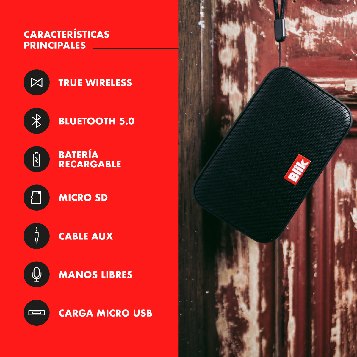 Parlante Bluetooth Blik VIBE Negro IPX7