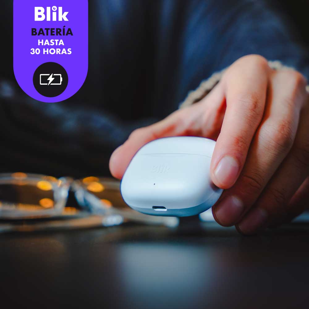 Audifonos Bluetooth Inalámbricos Blik Air500 blancos bateria 30 hrs