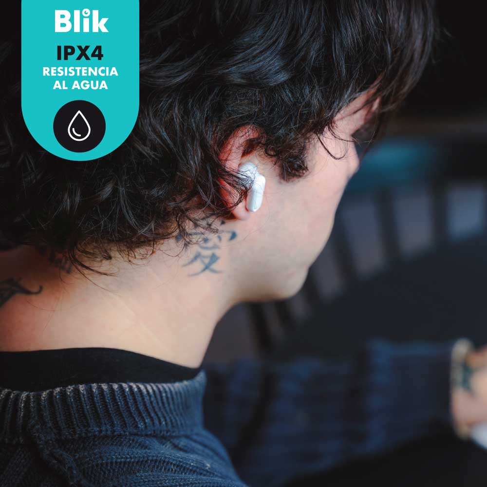 Audifonos Bluetooth Inalámbricos Blik Air500 blancos resistencia agua ipx4