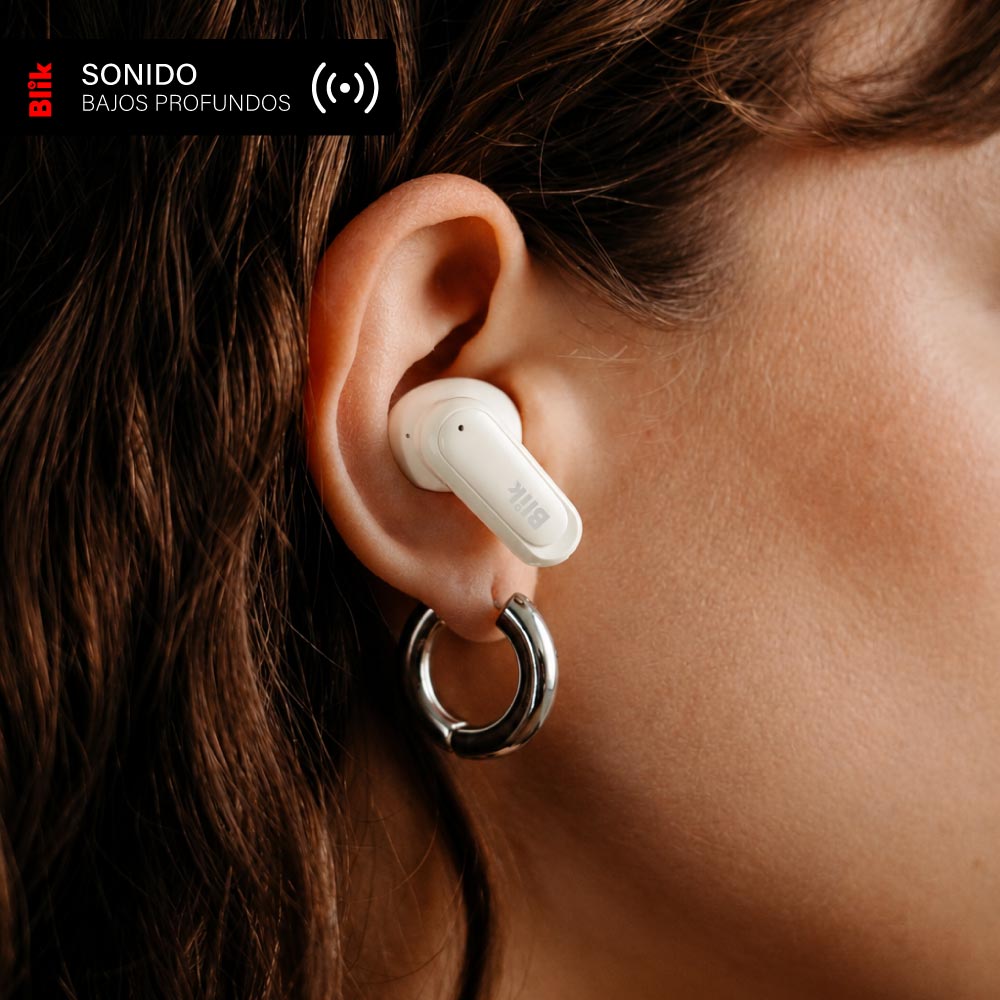 Audifonos Bluetooth Inalámbricos Blik Air500 Crema 30 hrs