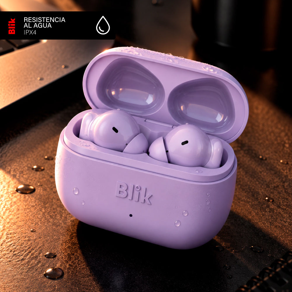 Audífonos Bluetooth Inalámbricos Blik Air700 40H Lila RESISTENCIA AL AGUA IPX4