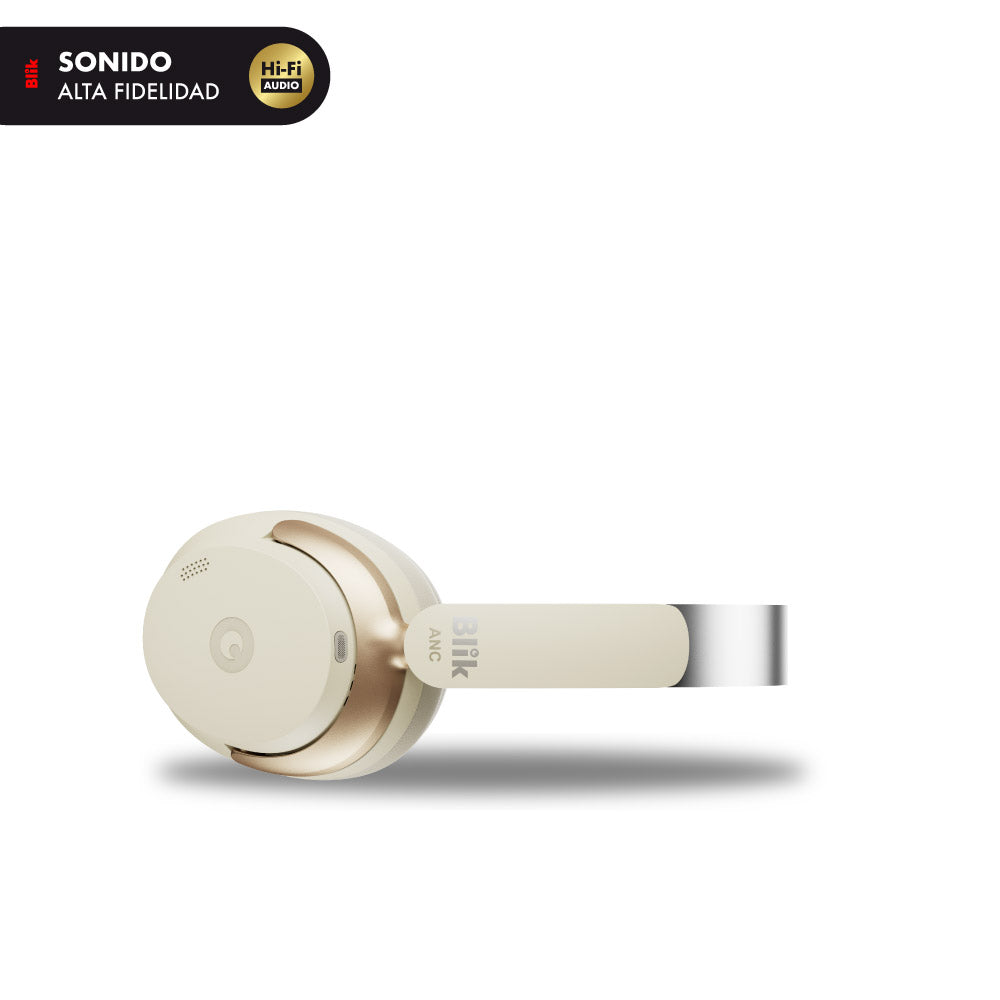 Audifonos Bluetooth Blik Aura950 Cancelación De Ruido 72H Cream sonido alta fidelidad