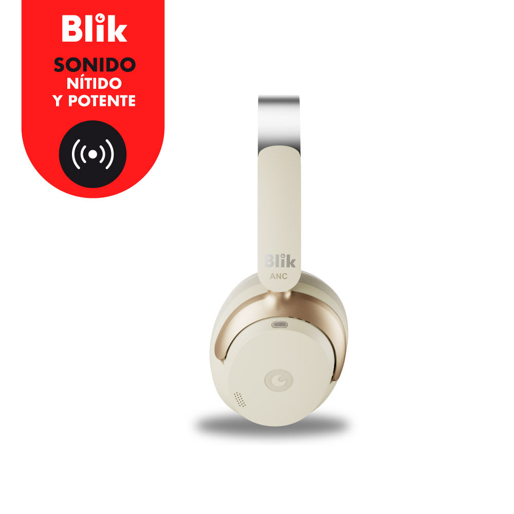 Audifonos Bluetooth Blik Aura950 Cancelación De Ruido 72H Cream