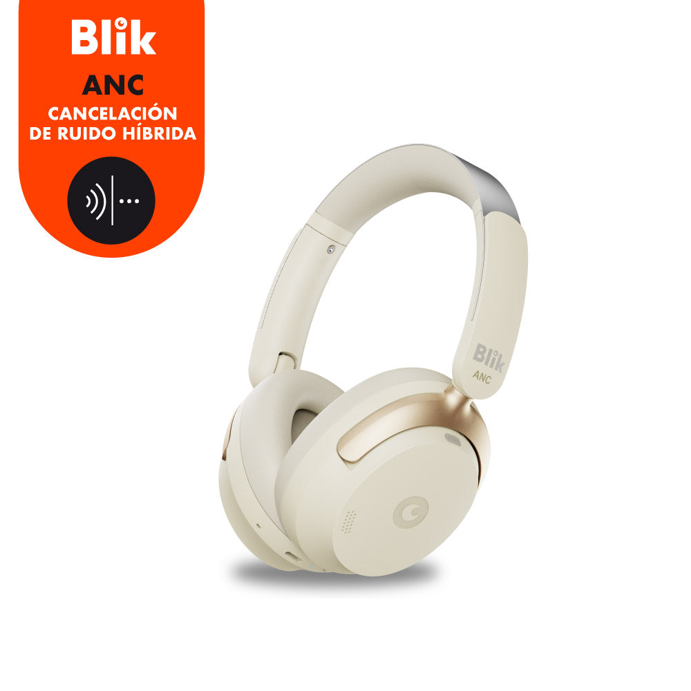 Audifonos Bluetooth Blik Aura950 Cancelación De Ruido 72H Cream