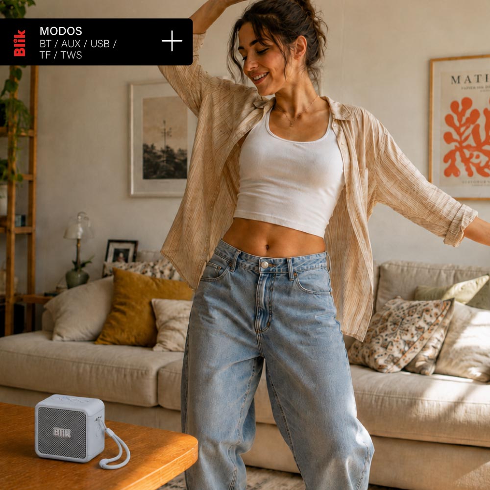 Parlante Bluetooth Blik BassGo 15W IPX6 19H TWS Gris