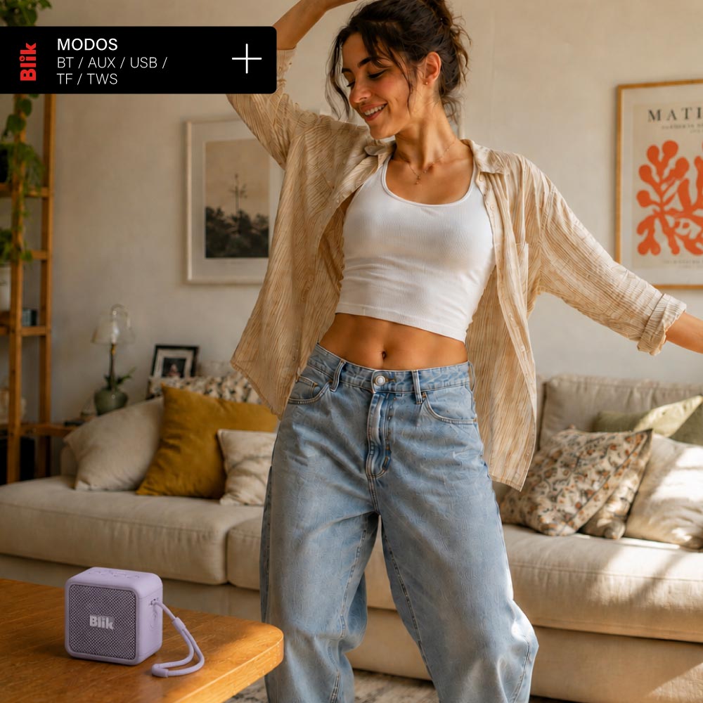 Parlante Bluetooth Blik BassGo 15W IPX6 19H TWS Lila