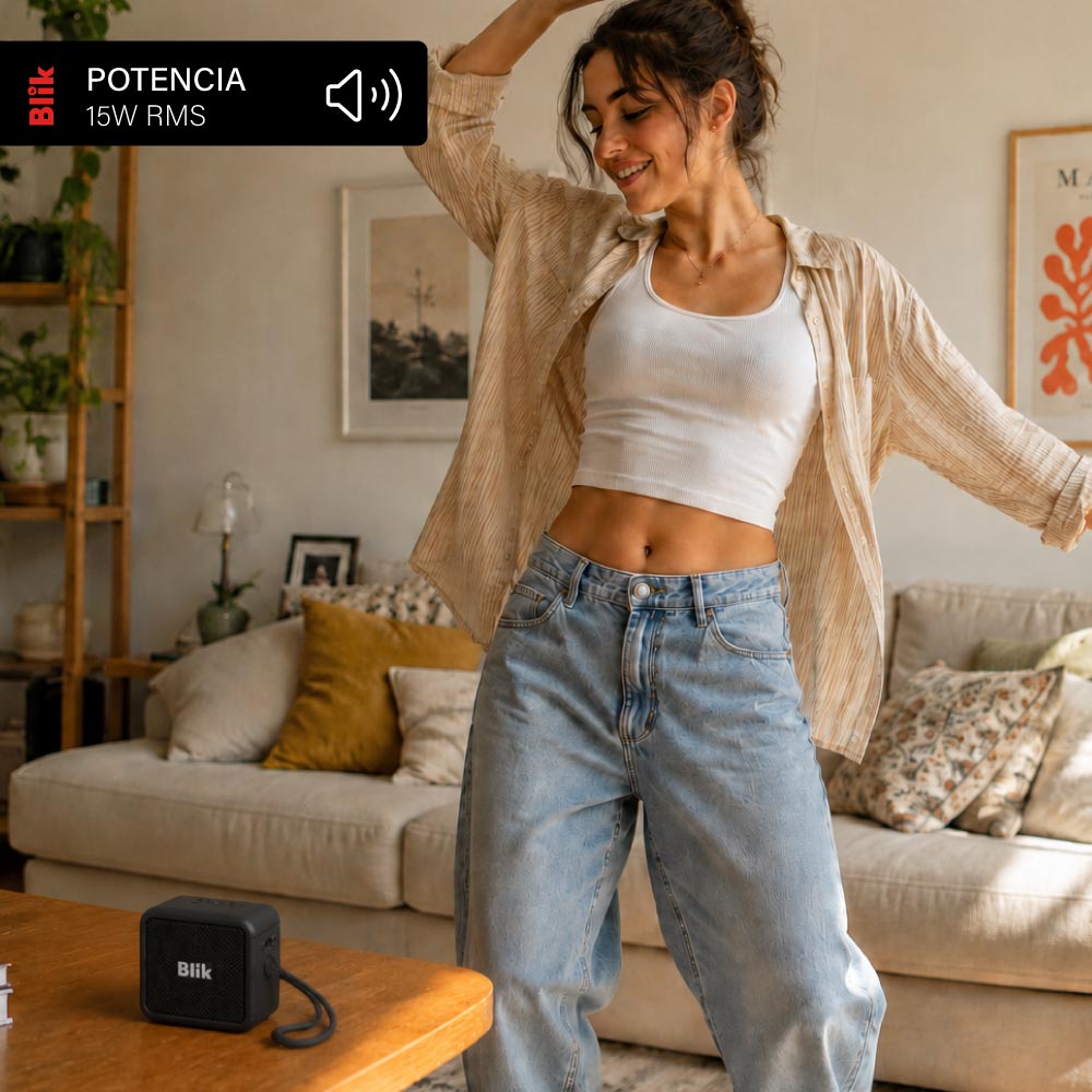 Parlante Bluetooth Blik BassGo 15W IPX6 19H TWS Negro