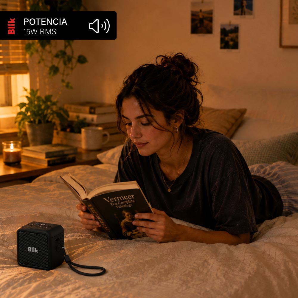 Parlante Bluetooth Blik BassGo 15W IPX6 19H TWS Negro
