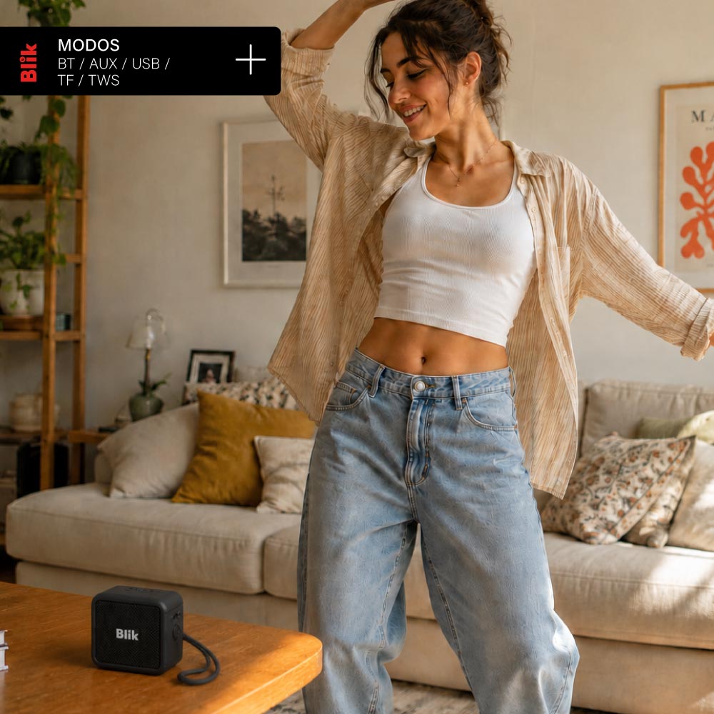 Parlante Bluetooth Blik BassGo 15W IPX6 19H TWS Negro