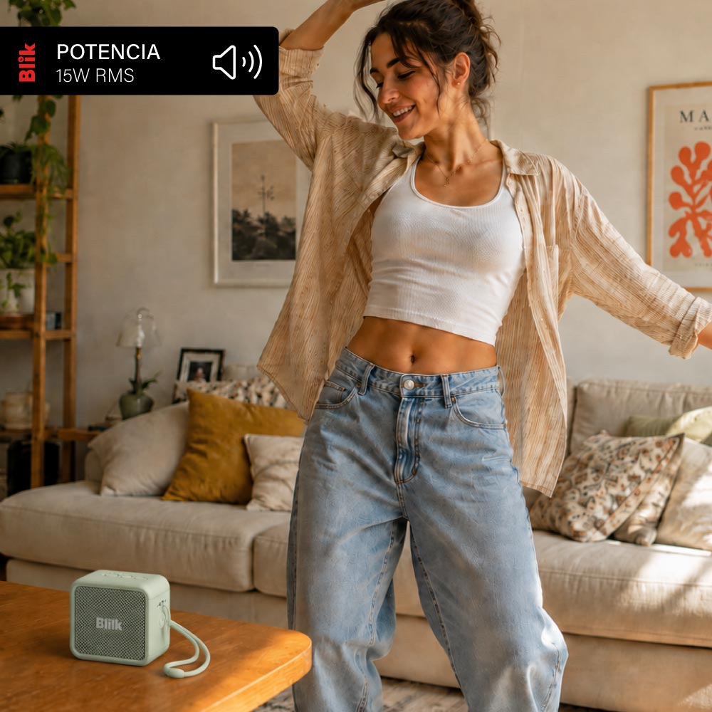Parlante Bluetooth Blik BassGo 15W IPX6 19H TWS Verde