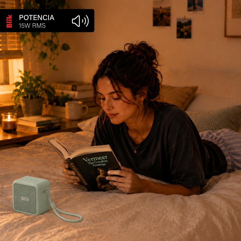 Parlante Bluetooth Blik BassGo 15W IPX6 19H TWS Verde