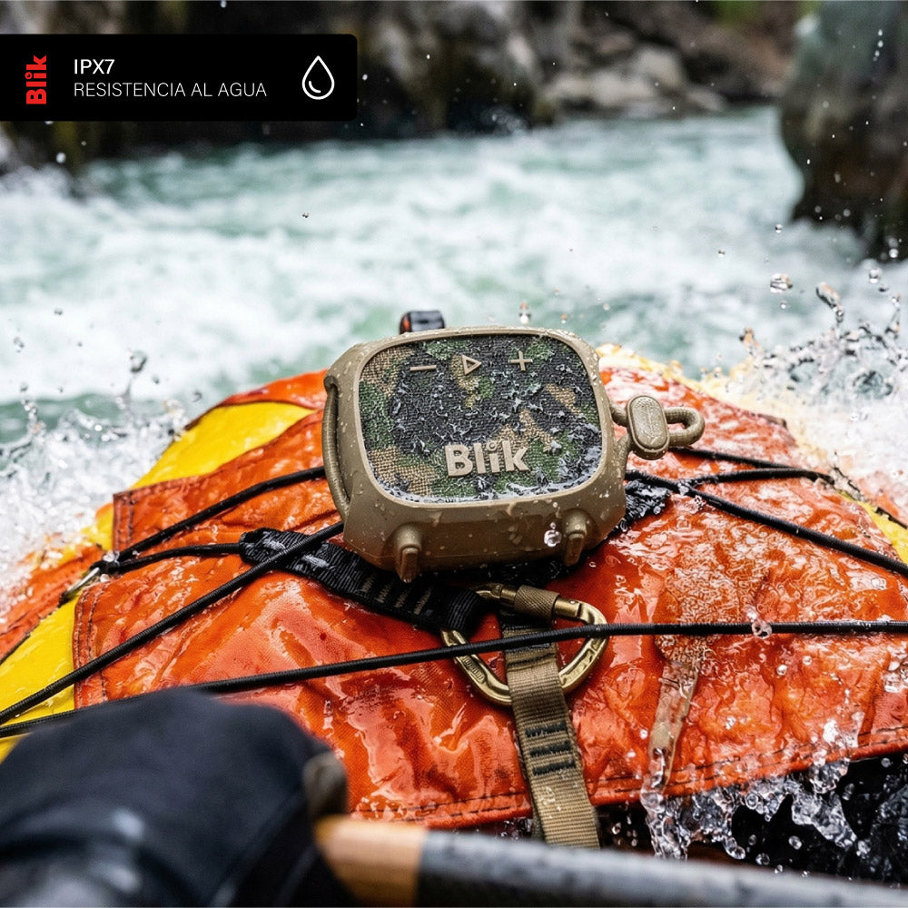 Parlante Bluetooth Blik Rider militar resistencia al agua IPX7