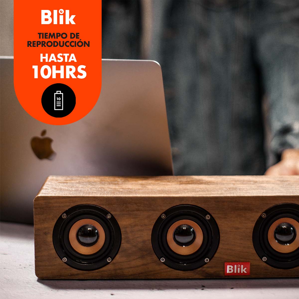 Parlante Bluetooth Portátil Blik Rockwood Marrón 20W 10 Hrs - Blik