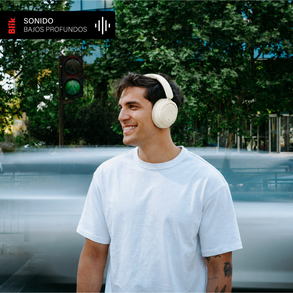 Audifonos Bluetooth Blik Soul900 Cancelación De Ruido 60H Crema