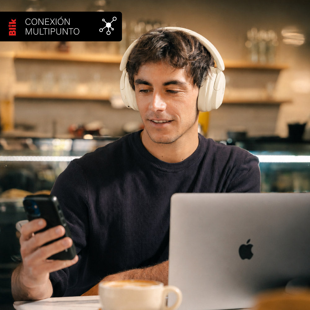 Audifonos Bluetooth Blik Soul900 Cancelación De Ruido 60H Crema