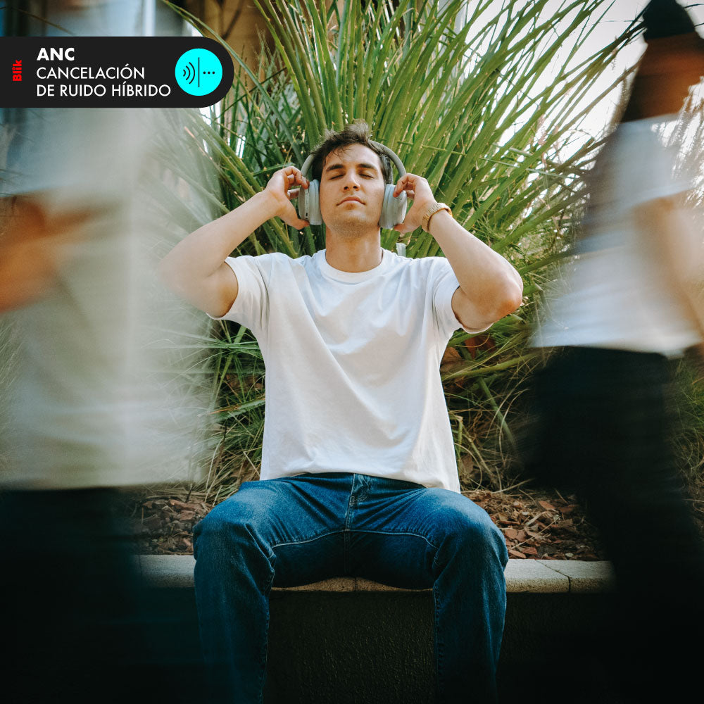 Audifonos Bluetooth Blik Soul900 Gris Cancelación De Ruido 60H